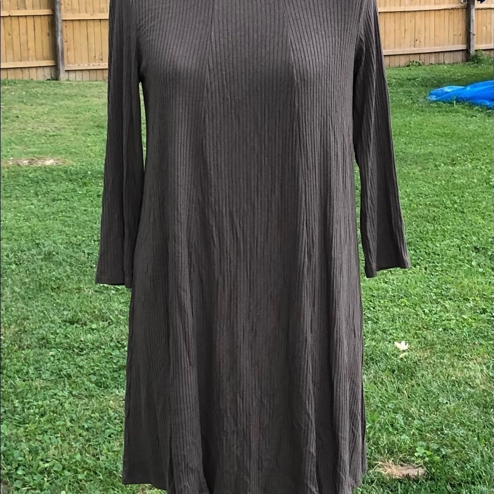 LUSH Olive Green Ribbed Mini Dress | Size Medium (D120) - Picture 4 of 8